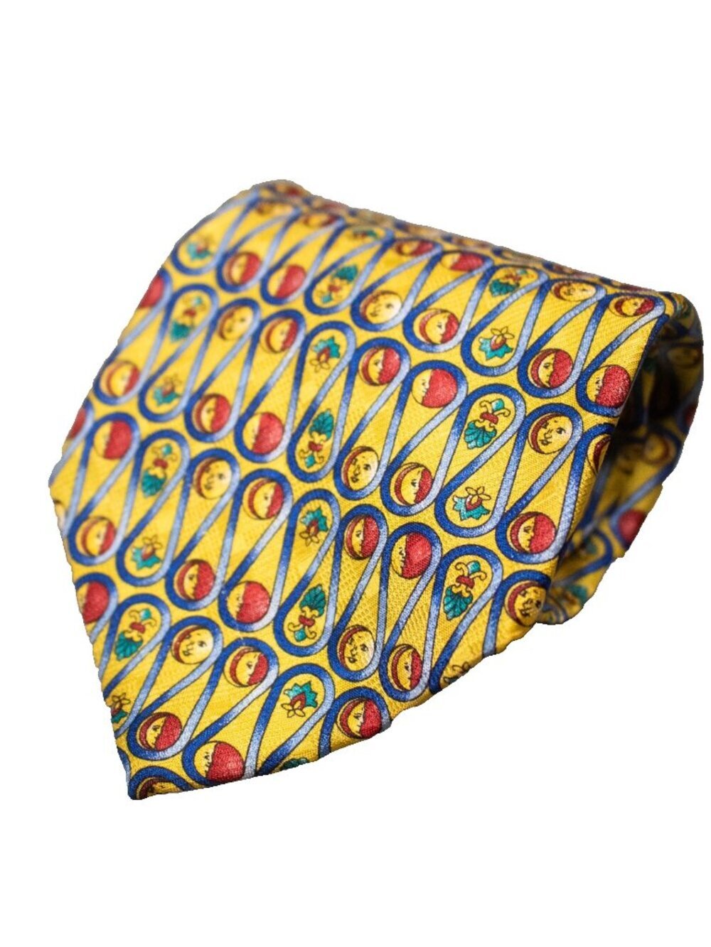 Vintage Christian Dior Tie 100% Silk Moon / Sun Print Satin 3.75"